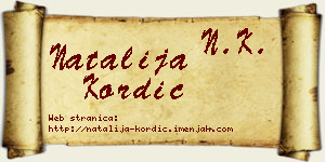 Natalija Kordić vizit kartica